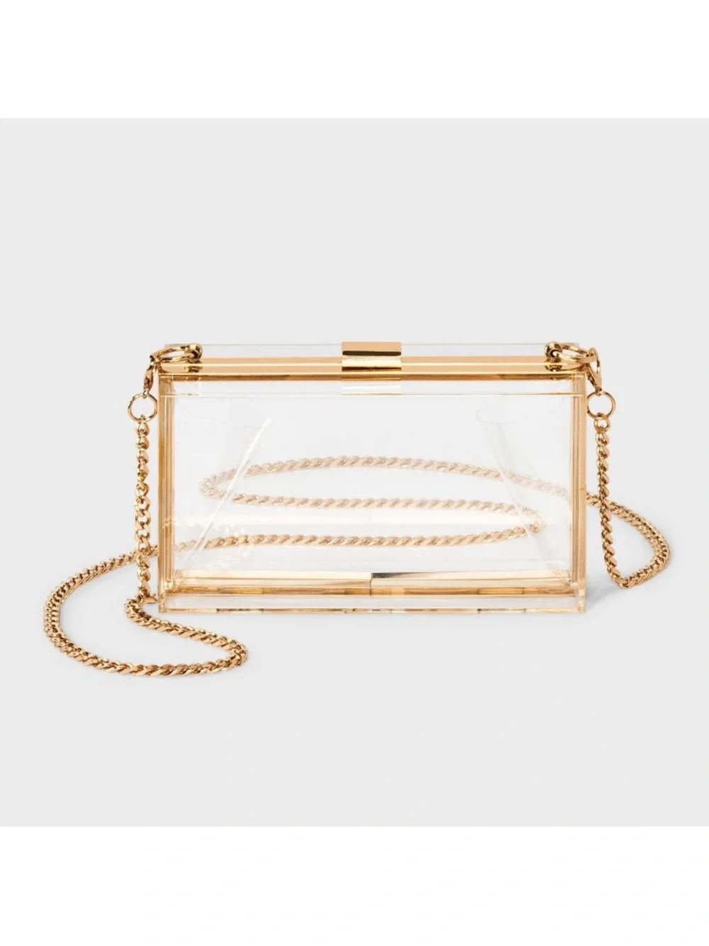 a new day Gold Clear Crossbody Phone Case with Chain Strap